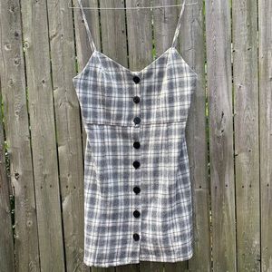 Black and white plaid button-up dress